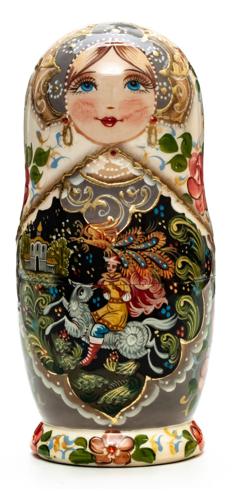 150 mm Russian Patterns hand painted on wooden Matryoshka doll 5 pcs (by A Studio)