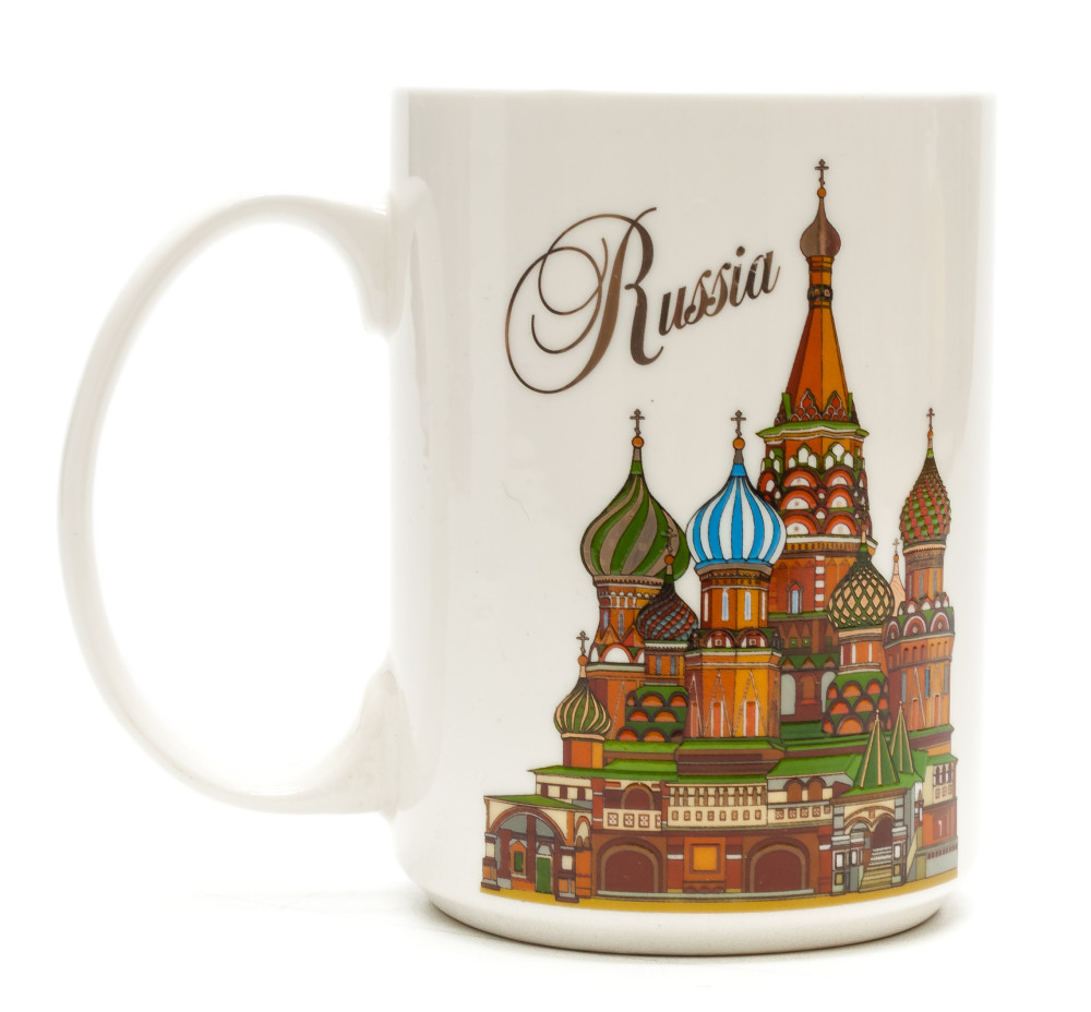 Moscow Saint Basil Cathedral Spasskaya Tower Porcelain Mug