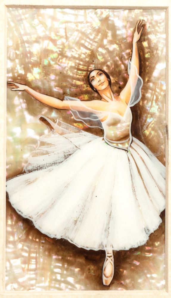 200x270 mm Ballerina hand painted on Nacre Fedoscino painting (by Tatiana Fedoscino Arts)