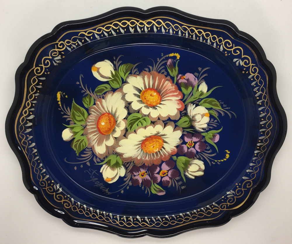 Zhostovo Hand Painted Metal Tray