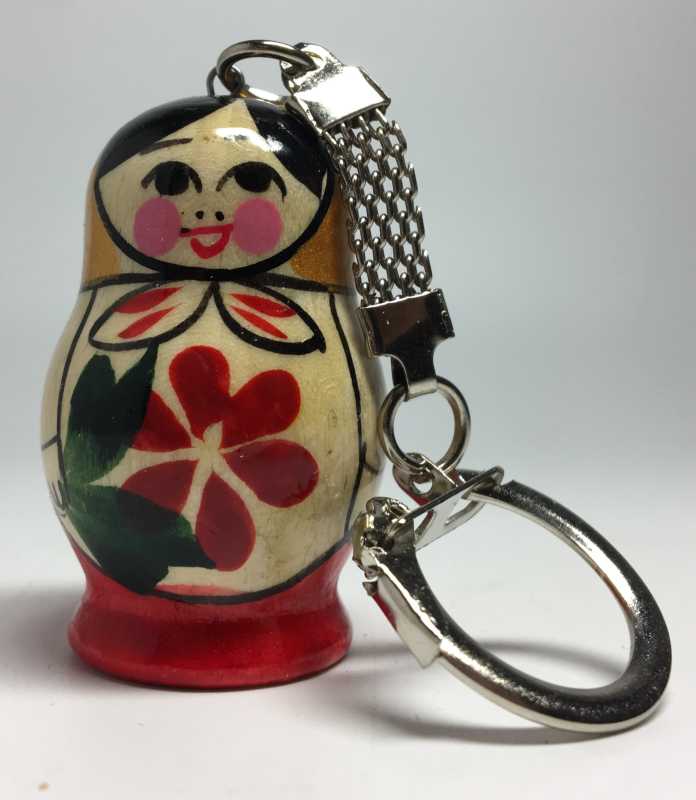 25 mm Semenovskaya Matryoshka Doll handpainted Wooden Key Chain (by Ivan Studio)