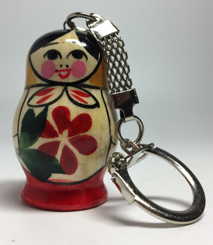 25 mm Semenovskaya Matryoshka Doll handpainted Wooden Key Chain (by Ivan Studio)