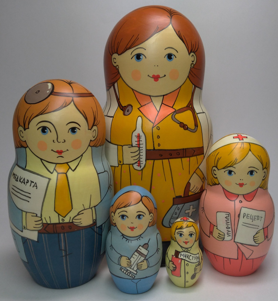Shop Exclusive Nesting Dolls 160 mm Doctor hand painted Traditional Russian Wooden Matryoshka doll 5 pcs (by Igor Malyutin) online at Skazka.site | Eligible for fast shipping and free returns. 160 mm Doctor hand painted Traditional Russian Wooden Matryoshka doll 5 pcs (by Igor Malyutin)