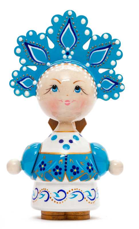 140 mm Russian Girl in Kokoshnik hand painted Wooden Doll (by Summer Shine)