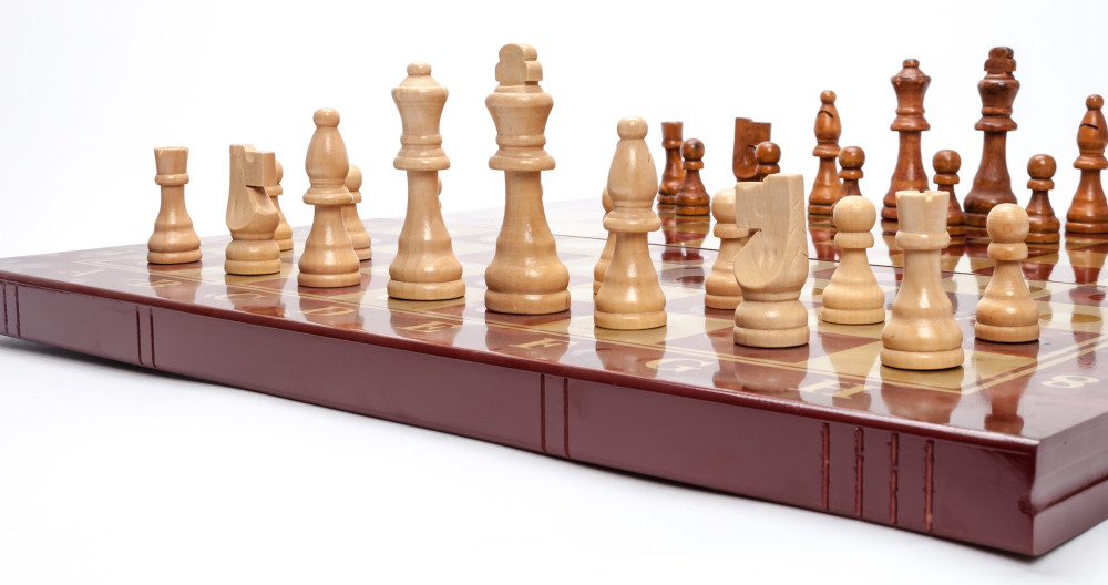 480x480 mm Hand Carved Chess Pieces on Polished Wood Board Box (by Fyodor Chess Workshop)