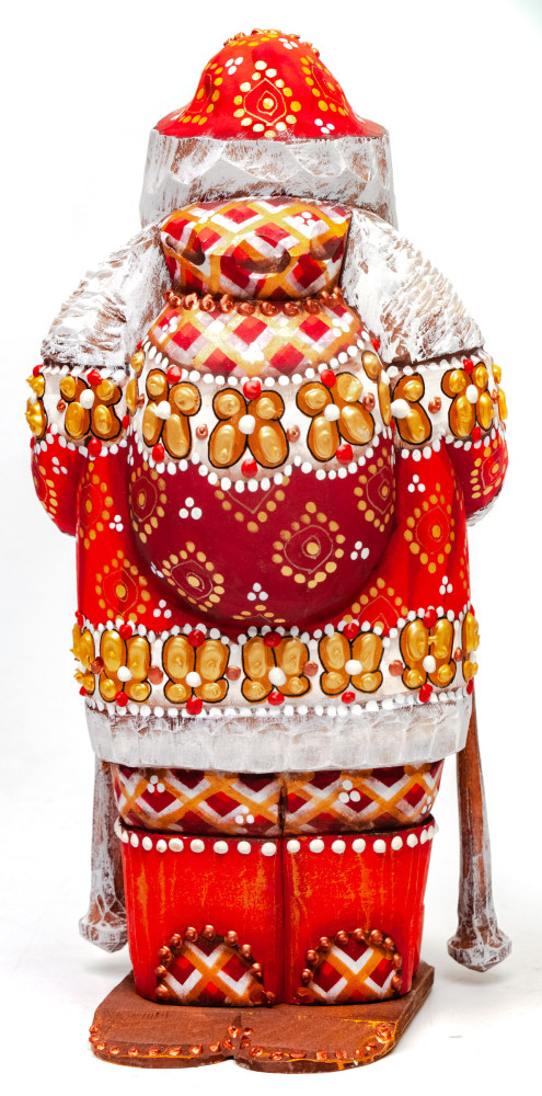 200 mm Santa Claus Skiing hand carved and painted wooden statue (by Natalia Workshop)