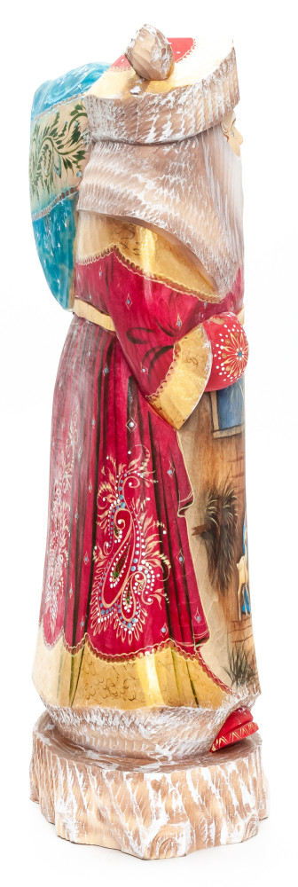 300 mm Nativity of Jesus Santa with a Christmas Bag Carved Wood Hand Painted Collectible Figurine  (by Natalia Nikitina Workshop)