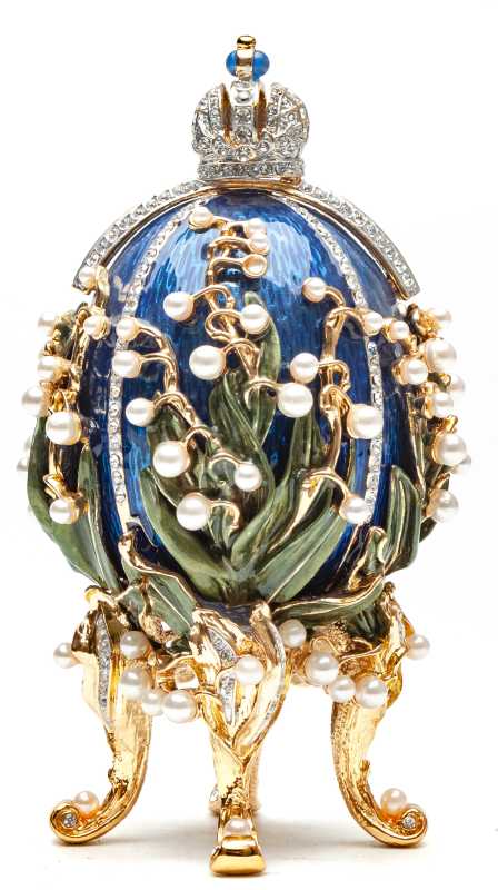 160 mm The Lilies of the Valley Dark Blue Easter Egg