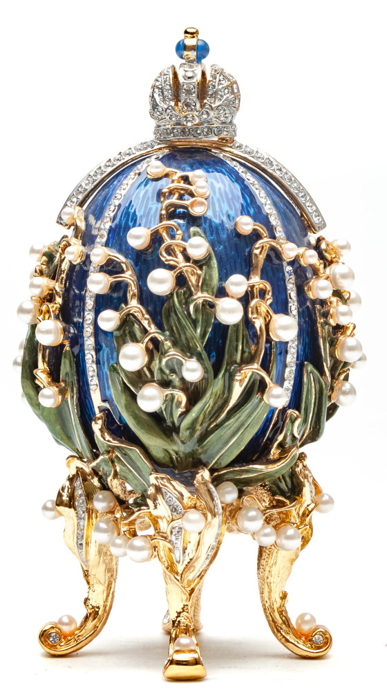 160 mm The Lilies of the Valley Dark Blue Easter Egg