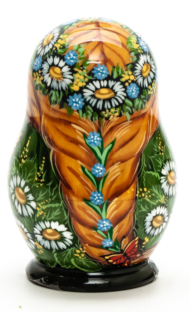 80 mm Girl with an Apple hand painted wooden Matryoshka 5 pcs (by Vasily Crafts)