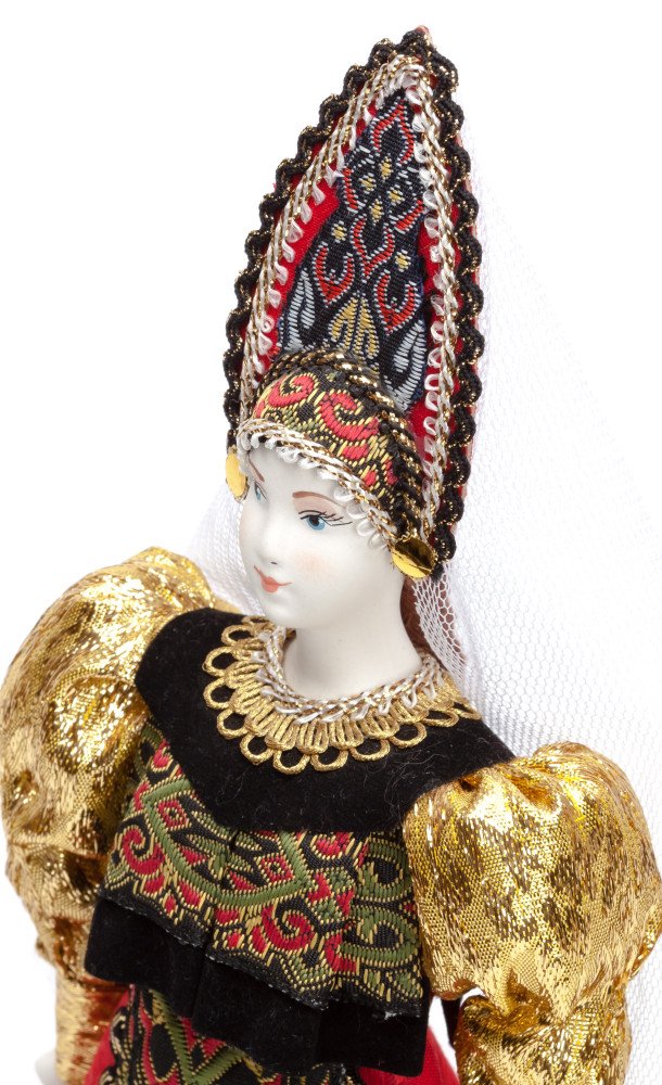 Porcelain Doll in a Russian Dress and Kokoshnik - 11 Inches (by Le Russe)