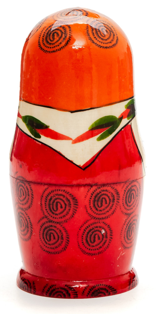 105 mm Orange Head Semenovskaya handpainted wooden Matryoshka Doll 5 pcs (by Ivan Studio)