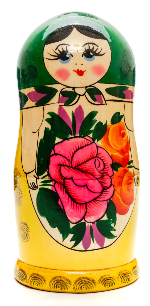 170 mm Green Head Semenovskaya Hand Painted Wooden Russian Matryoshka Nesting Doll 7 pcs inside (by Ivan Studio)