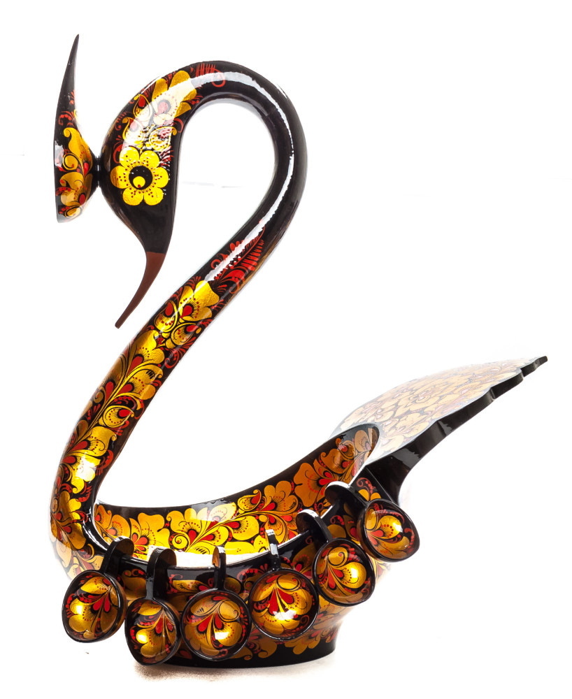 230x380 mm Duck Khokhloma hand painted wooden Ladle for Wine with small Ladles