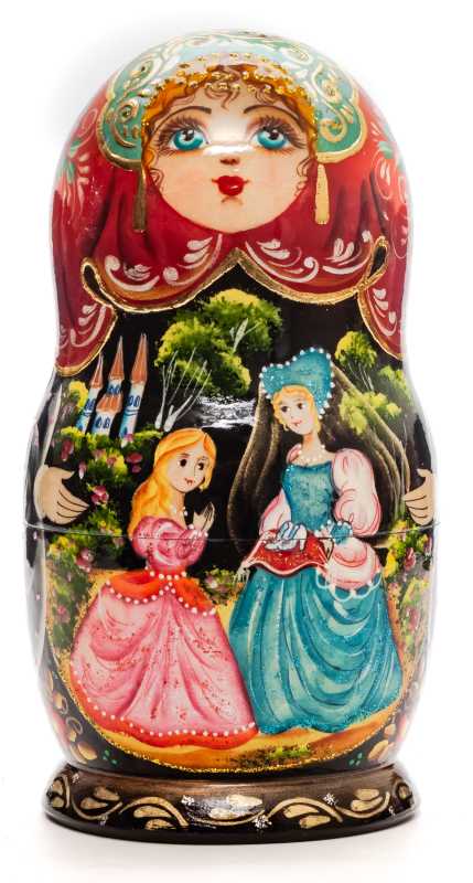 160 mm Cinderella hand painted on Wooden Matryoshka doll 5 pcs (by Valeria Crafts)