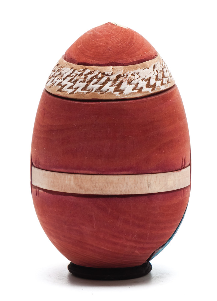 120 mm Santa Claus Hand Carved and Painted Matryoshka Doll 3pcs Egg shape (by Sergey Carved Wooden Dolls Studio)