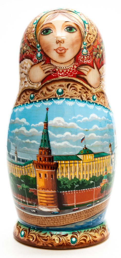 180 mm Moscow Kremlin hand painted wooden Matryoshka doll 5 pcs (by A Studio)