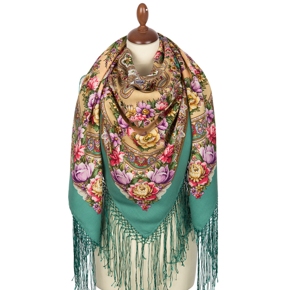 Shop Thick Woolen Fabric Shawls with Silk Fringe 148x148 cm Шаль «Злато-серебро» online at Skazka.site | Eligible for fast shipping and free returns. Шаль «Злато-серебро»
