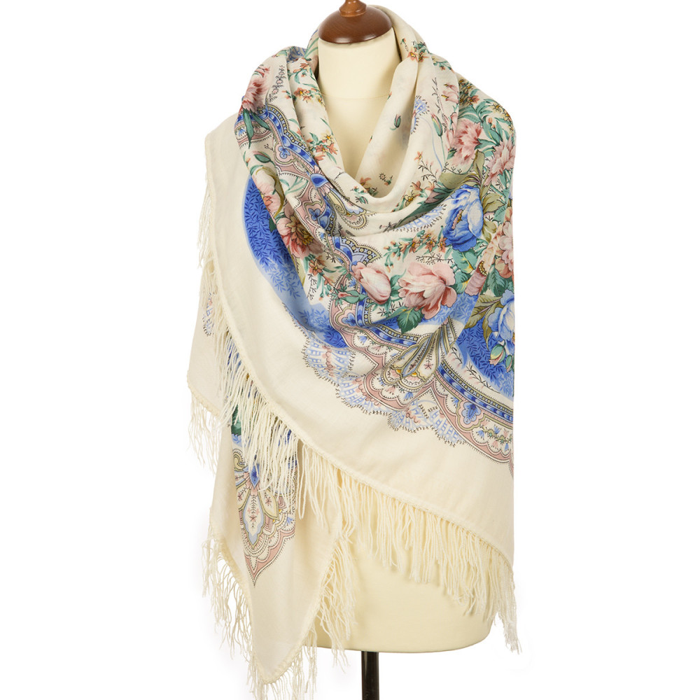 Shop Woolen Scarves with Woolen Fringe 146x146 cm 146x146 mm Delight Woolen Shawl with Woolen Fringe Pavlovo Posad Manufactory online at Skazka.site | Eligible for fast shipping and free returns. 146x146 mm Delight Woolen Shawl with Woolen Fringe Pavlovo Posad Manufactory