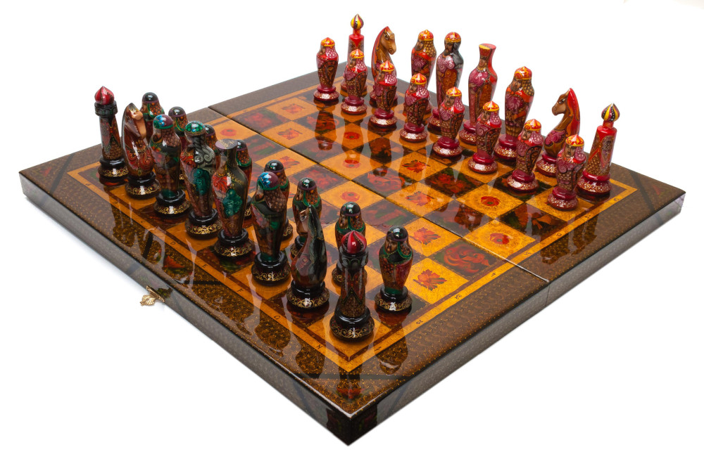 540x540 mm Medieval Russian Army handpainted figures on wooden Chess Board (by Fyodor Chess Studio)