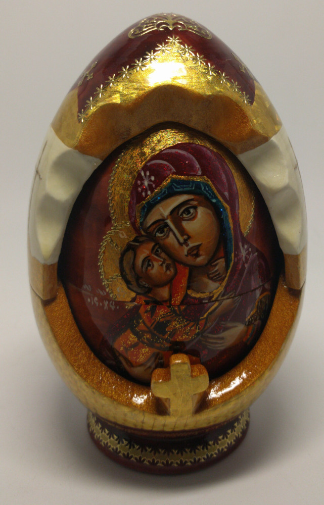 160 mm Vladimirskay Godmother Icon hand painted and carved wooden Matryoshka doll 5 pcs ( by Ludmila Icon Paintings )
