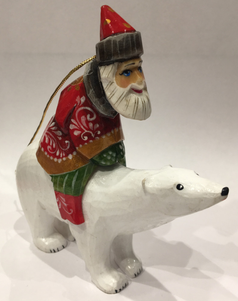 Santa on Polar Bear Christmas Ornament
