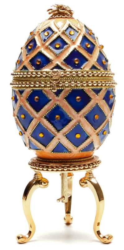140 mm Music Rhombus Blue and Beige Easter Egg