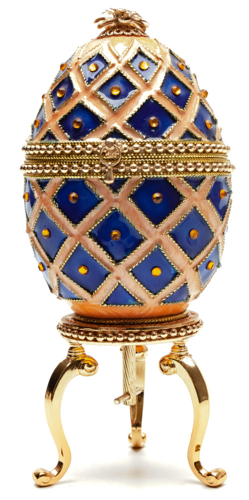 140 mm Music Rhombus Blue and Beige Easter Egg