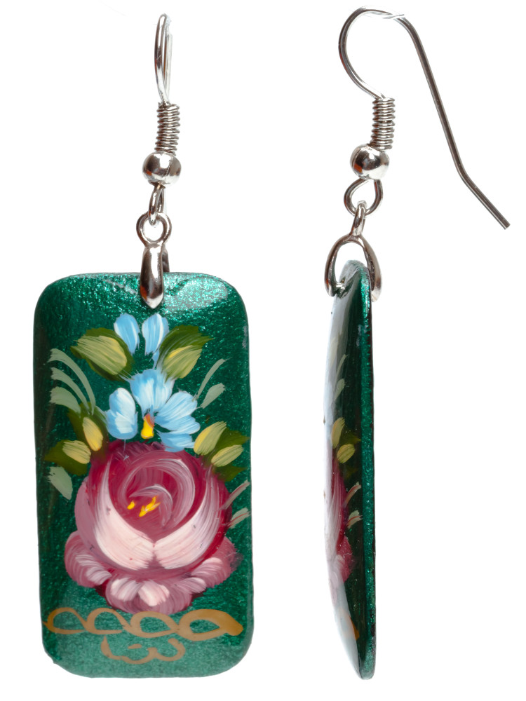 20x35mm Zhostovo wooden Earrings (by Lada Workshop)