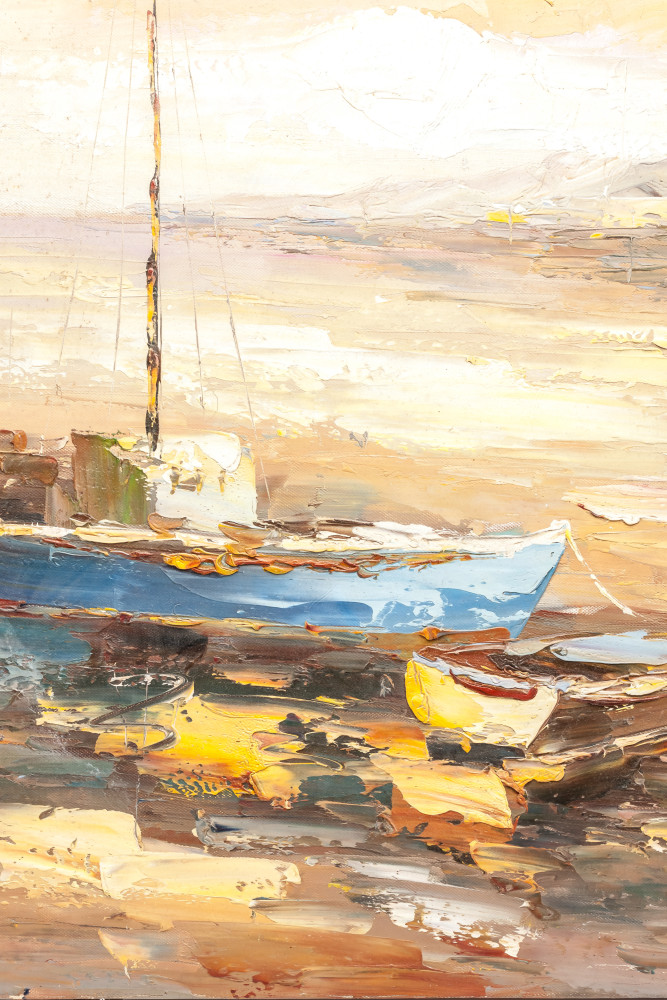 600x500 mm At The Pier by Solovyov hand painted on Canvas painting (by Skazka)