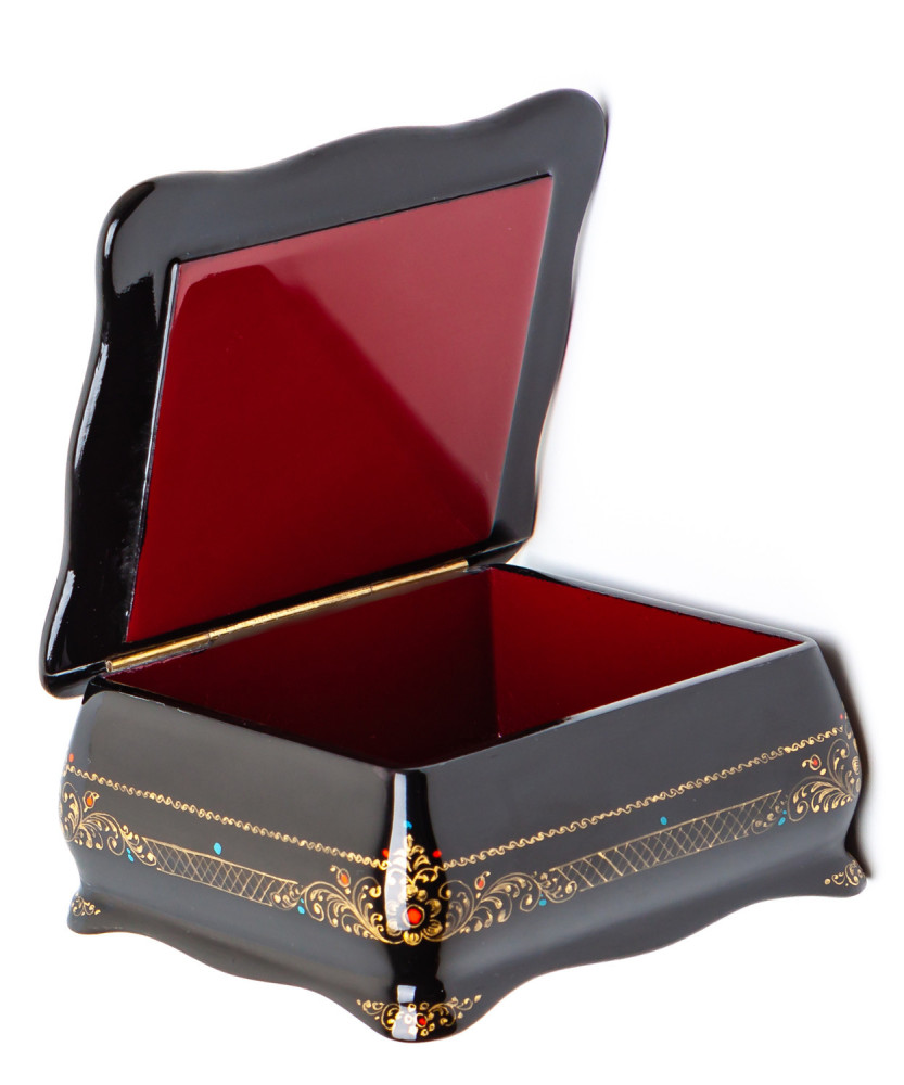 100x90mm Old Moscow Hand Painted Jewellery Box (by Sadko Workshop)