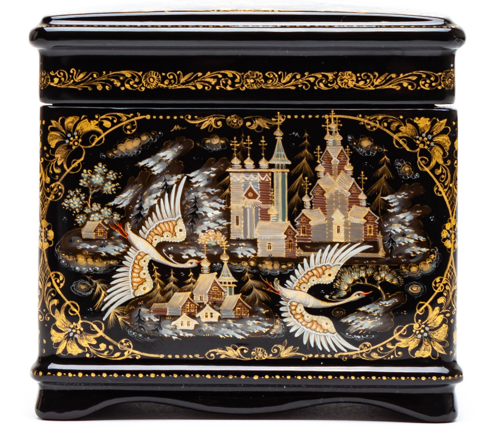 80x60mm Russian North Hand Painted Jewellery Box (by Sadko Workshop)