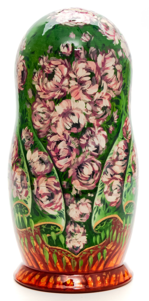 180 mm Flowers hand painted on Wooden Matryoshka doll 5 pcs (by Natalia Crafts)