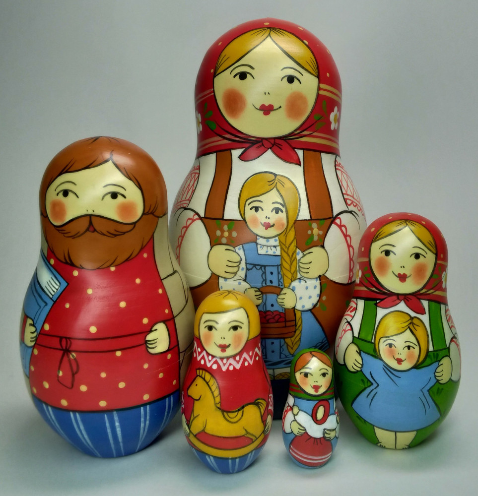 Shop Exclusive Nesting Dolls 125 mm Mother with Daughter hand painted Traditional Russian Wooden Matryoshka doll 5 pcs (by Igor Malyutin) online at Skazka.site | Eligible for fast shipping and free returns. 125 mm Mother with Daughter hand painted Traditional Russian Wooden Matryoshka doll 5 pcs (by Igor Malyutin)