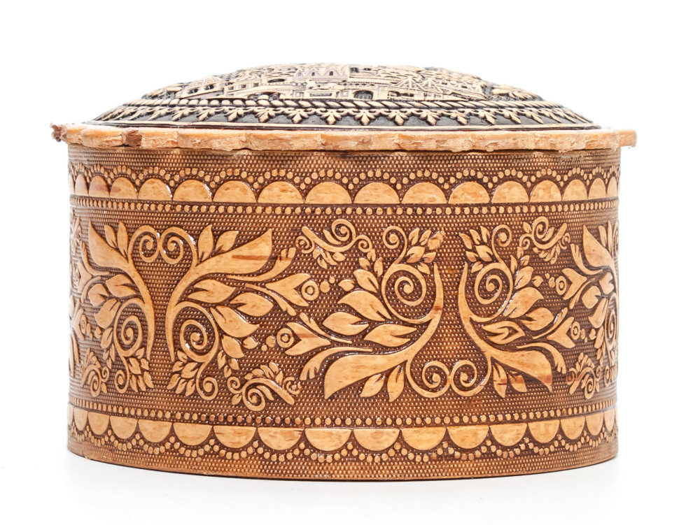  d 60 mm Saint Basil Cathedral hand made Birchbark Jewelry Box (by Maxim Birch)