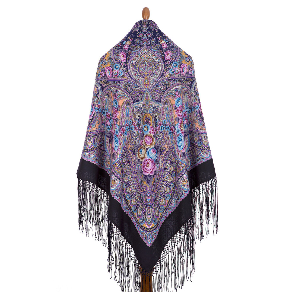 Shop Thick Woolen Fabric Shawls with Silk Fringe 148x148 cm Шаль «Осенние колокола» online at Skazka.site | Eligible for fast shipping and free returns. Шаль «Осенние колокола»