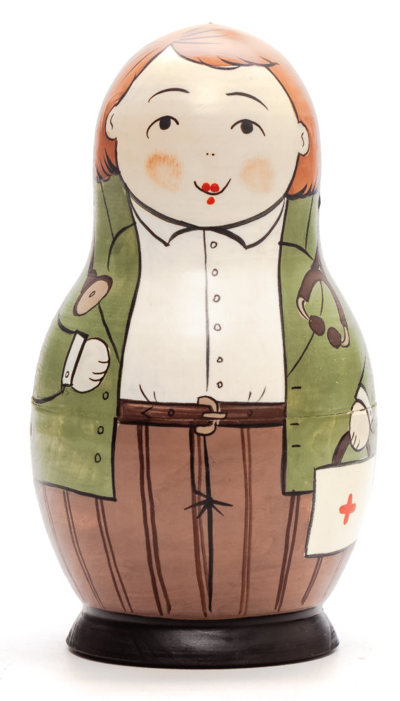 Shop Exclusive Nesting Dolls 110 mm Doctor hand painted Traditional Russian Wooden Matryoshka doll 5 pcs (by Igor Malyutin) online at Skazka.site | Eligible for fast shipping and free returns. 110 mm Doctor hand painted Traditional Russian Wooden Matryoshka doll 5 pcs (by Igor Malyutin)