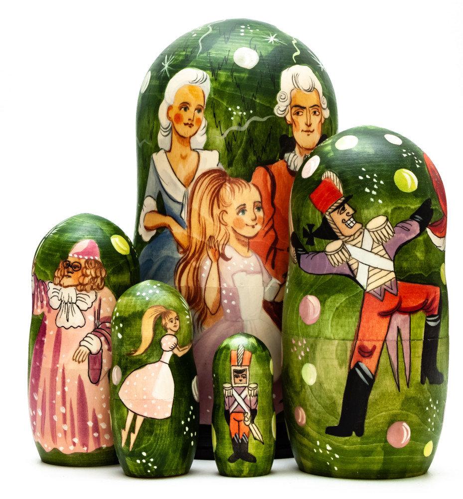 180 mm Nutcracker hand painted on wooden Matryoshka doll 5 pcs (by Alexander Famous Paintings Studio)