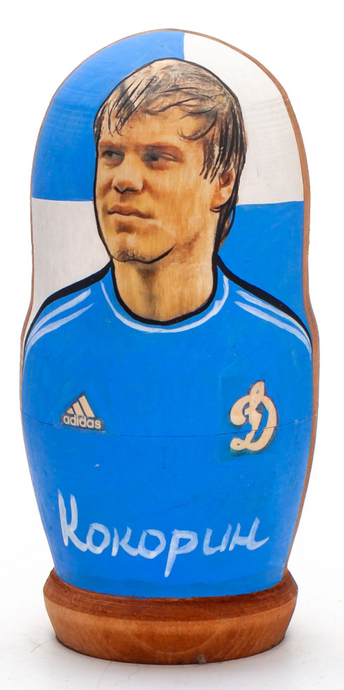100mm Kokorin from Dinamo Moscow Hand Painted Matryoshka Doll 5 pcs (by Konstantin Studio)