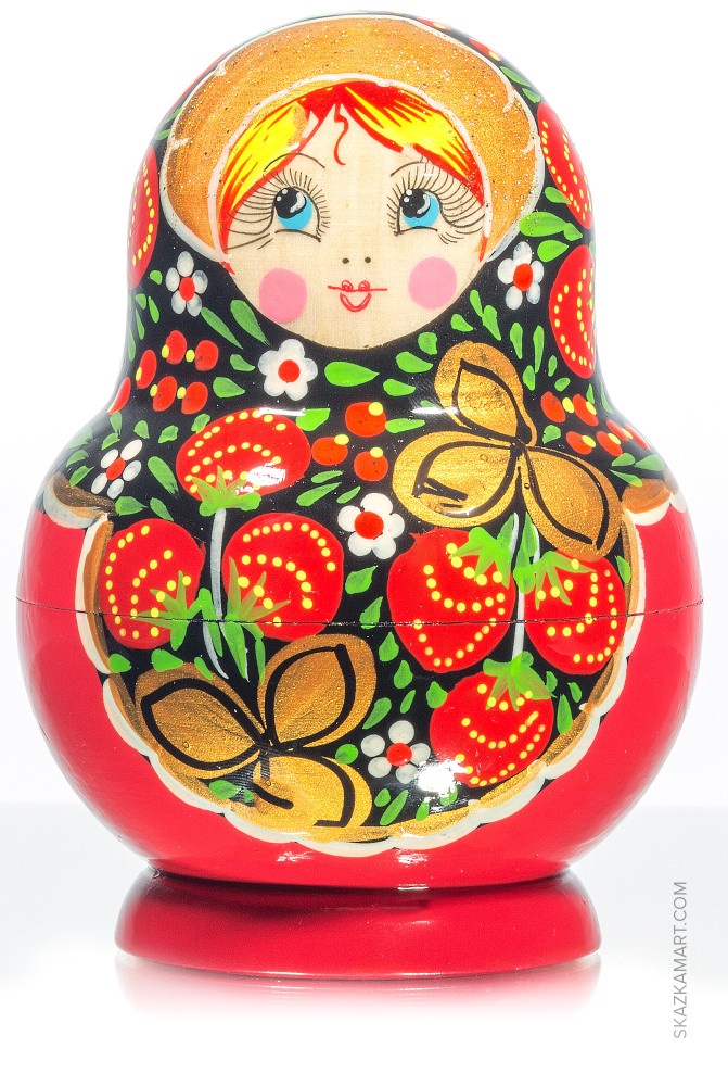 140 mm Khokhloma Patterns Hand Painted Matryoshka Doll 10 pcs (by Victor Maidan)