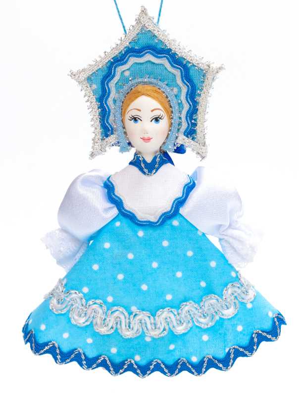 Porcelain Doll in a Russian Dress and Kokoshnik - 5.5 Inches (by Le Russe)