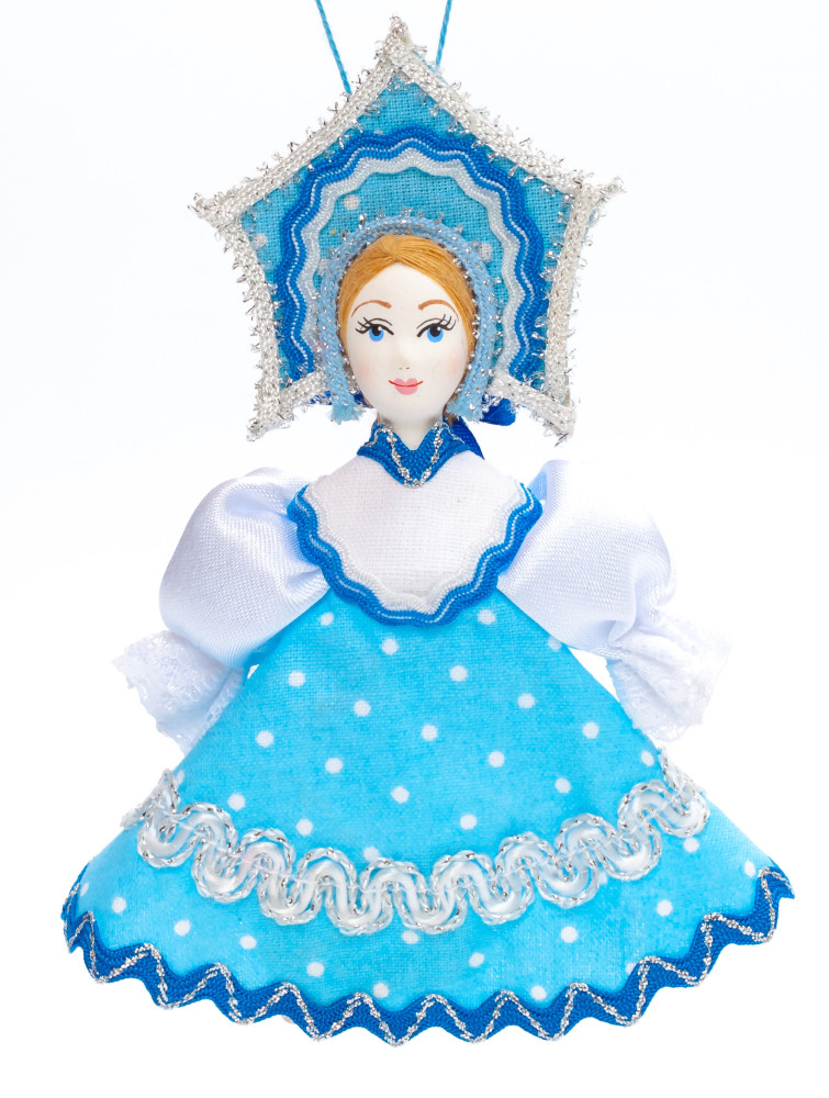 Porcelain Doll in a Russian Dress and Kokoshnik - 5.5 Inches (by Le Russe)