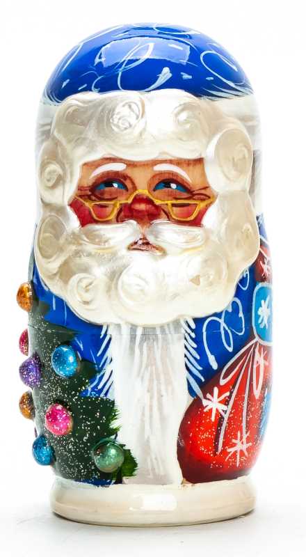 100 mm Santa Claus with a Bag hand painted wooden Matryoshka Doll 5 pcs (by A Studio)