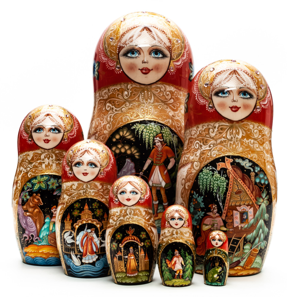 240 mm The Frog Princess Fairytale hand painted wooden Matryoshka doll 7 pcs (by A Studio)