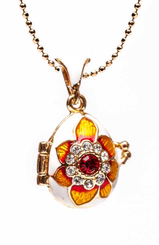 Flower Opening White and Yellow Egg Pendant