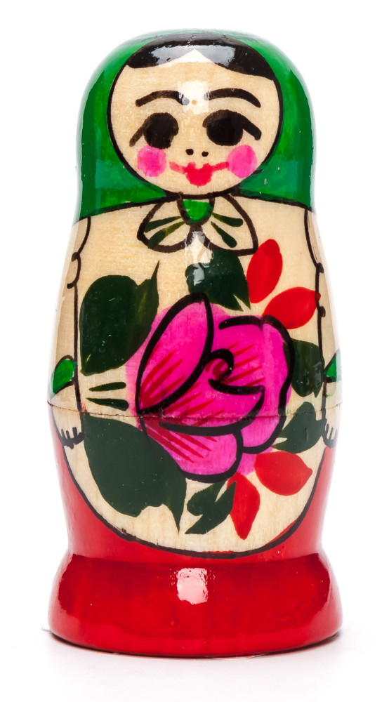 70 mm Green Head Semenovskaya handpainted wooden Russian Matryoshka Doll 3 pcs (by Ivan Studio)