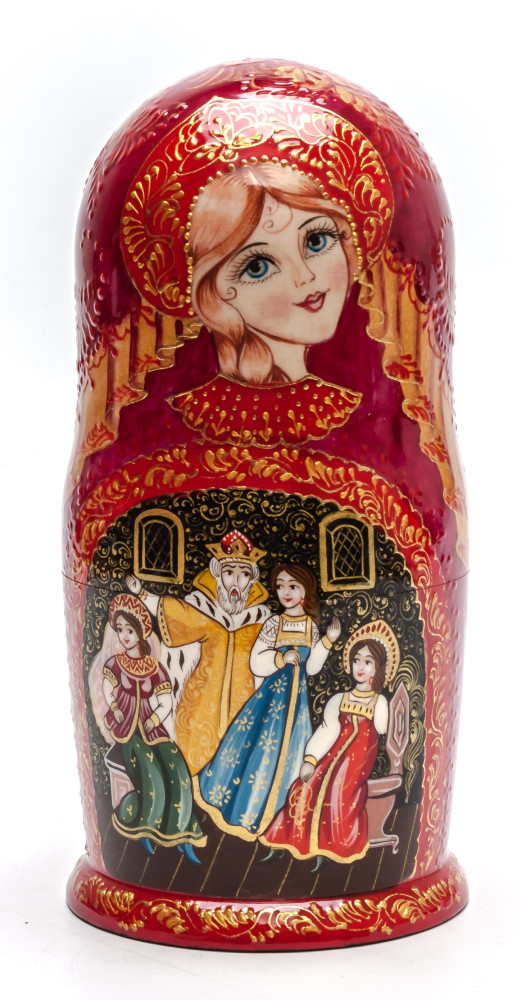 Shop Exclusive Nesting Dolls 220 mm Fairytales by Pushkin handpainted Wooden Matryoshka Doll 7 pcs (by Sheherazade) online at Skazka.site | Eligible for fast shipping and free returns. 220 mm Fairytales by Pushkin handpainted Wooden Matryoshka Doll 7 pcs (by Sheherazade)
