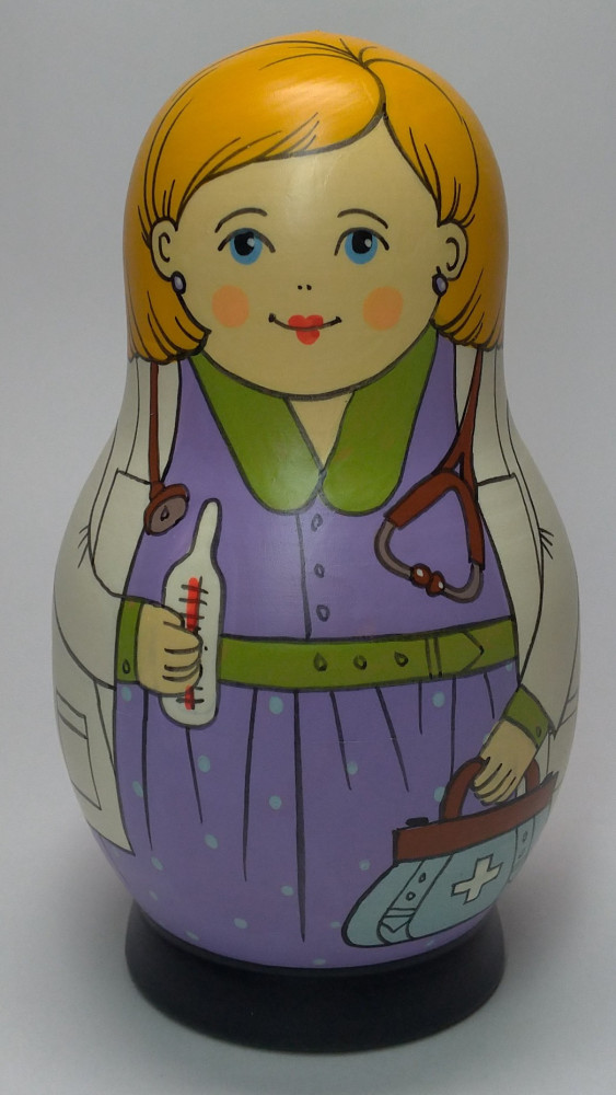 Shop Exclusive Nesting Dolls 125 mm Doctor hand painted Traditional Russian Wooden Matryoshka doll 5 pcs (by Igor Malyutin) online at Skazka.site | Eligible for fast shipping and free returns. 125 mm Doctor hand painted Traditional Russian Wooden Matryoshka doll 5 pcs (by Igor Malyutin)