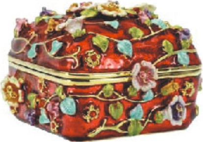 Шкатулка "Цветы" цв.красный