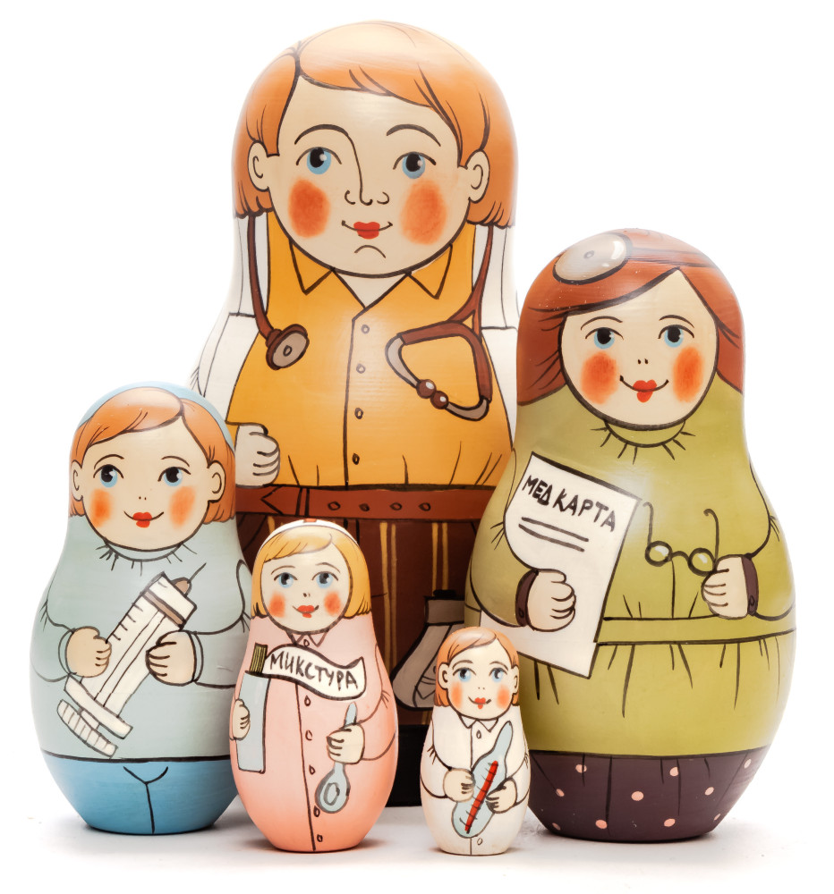 Shop Exclusive Nesting Dolls 125 mm Doctor hand painted Traditional Russian Wooden Matryoshka doll 5 pcs (by Igor Malyutin) online at Skazka.site | Eligible for fast shipping and free returns. 125 mm Doctor hand painted Traditional Russian Wooden Matryoshka doll 5 pcs (by Igor Malyutin)